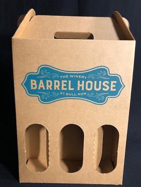 Three Wine Bottle Slots With Barrel House Brand Printing