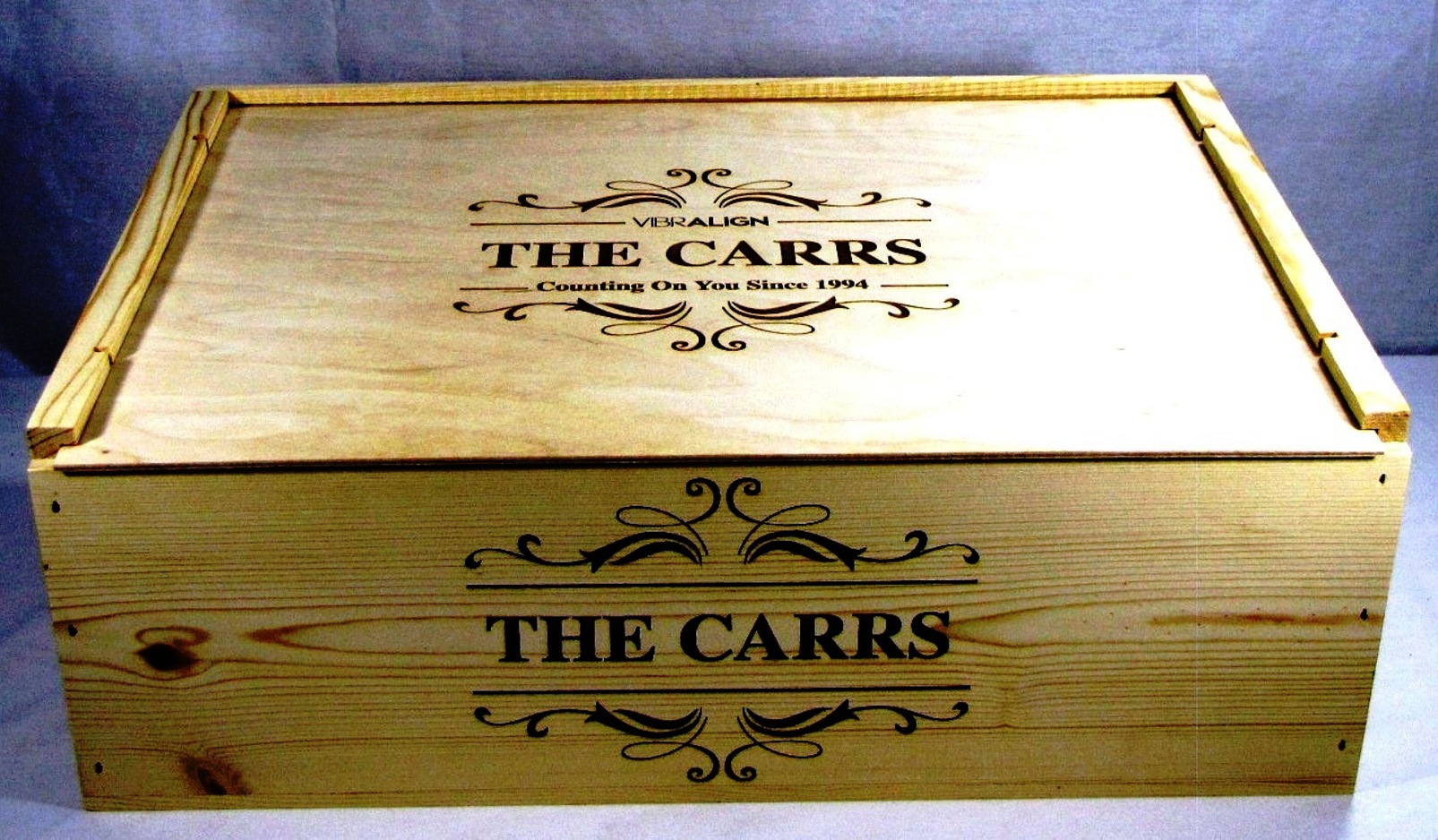 The Carrs Brand Printed on a Wooden Box