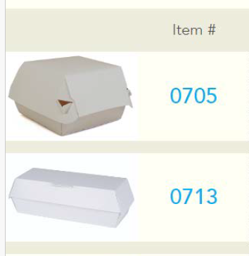 Here's an alt tag for the image: `Two sizes of cardboard food boxes.`