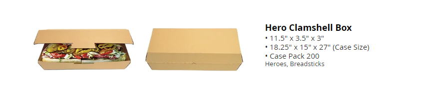 Hero clamshell boxes, 200 per case.