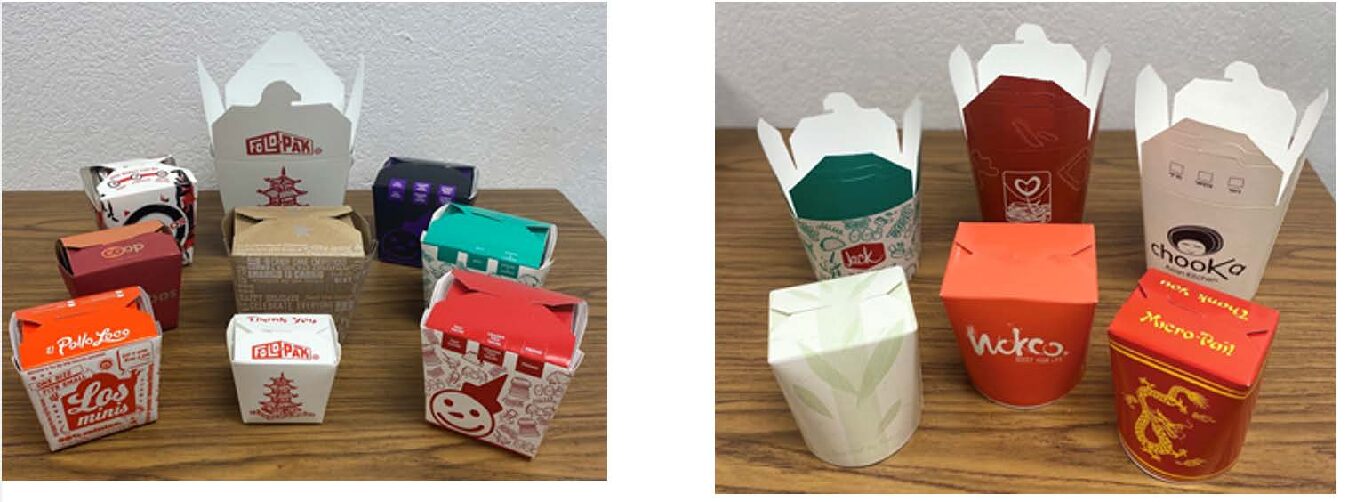 Custom printed Chinese take out food pails in assorted brand colors